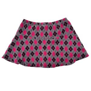 Xhilaration Girls Skort Argyle Pink Black Gray 10/12 Skirt with Built in Shorts